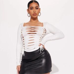 NWT Fashion Nova Kassy Cut-Out Top – White XL